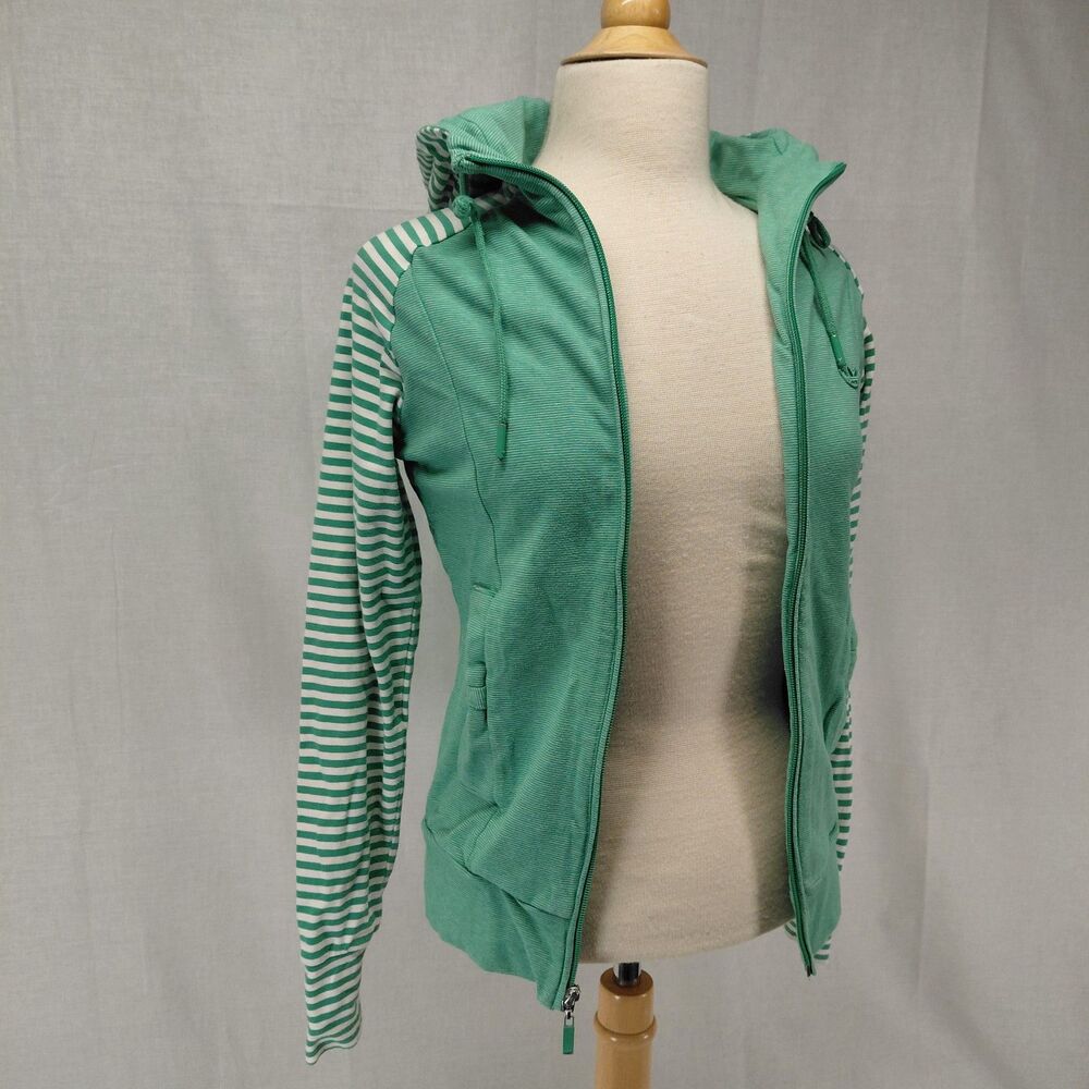 Adidas LS zip front hoodie green SZ M